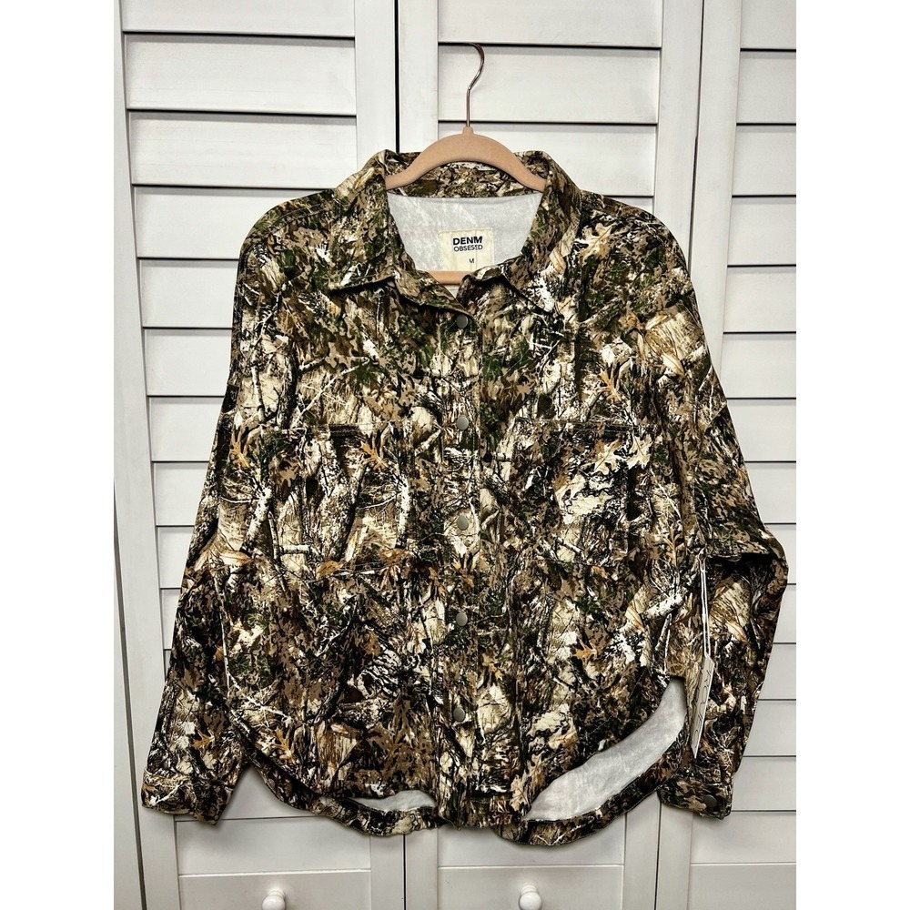 Project Rebel Denim Obsessed Camo Print Jacket Shacket Women's Size Medium NWT